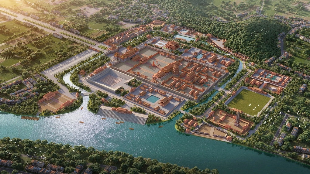 Phối cảnh quần thể phỏng dựng Hoàng thành Thăng Long tại dự án. Ảnh: Sun Property